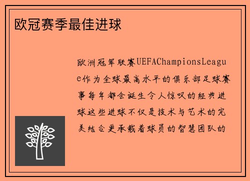 欧冠赛季最佳进球